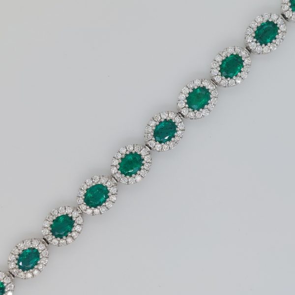 4.25ct Emerald and Diamond Cluster Line Bracelet