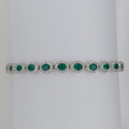 4.25ct Emerald and Diamond Cluster Line Bracelet