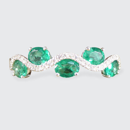 Emerald and Diamond Lazy River Band Ring