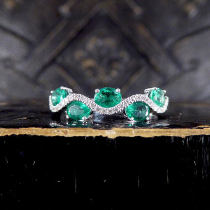 Emerald and Diamond Lazy River Band Ring