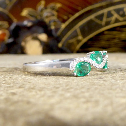 Emerald and Diamond Lazy River Band Ring