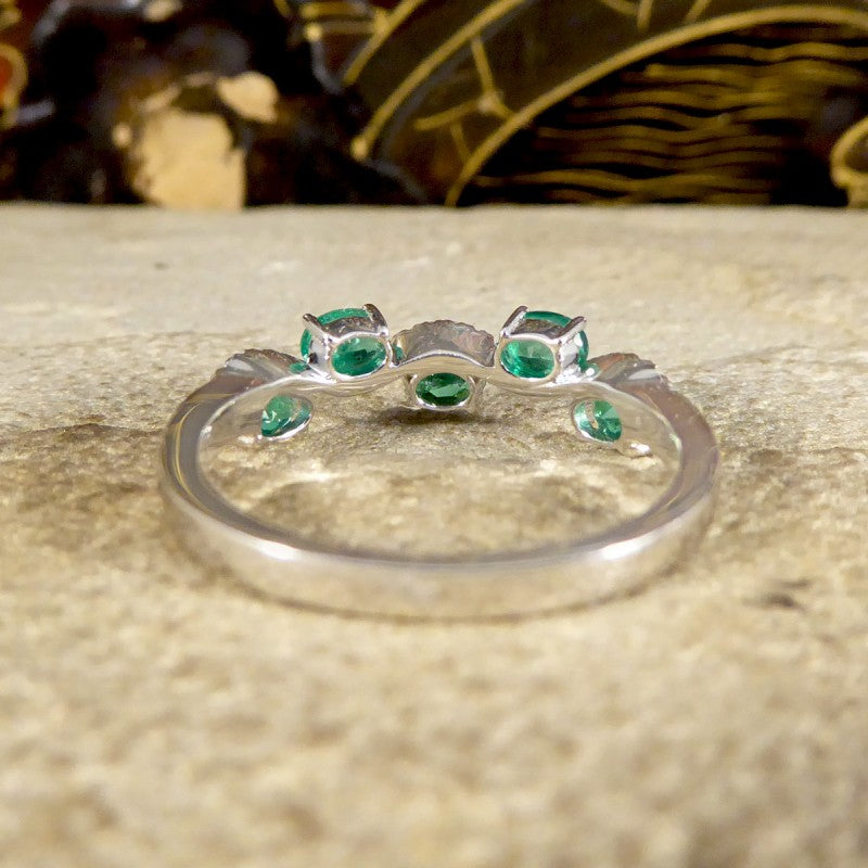 Emerald and Diamond Lazy River Band Ring