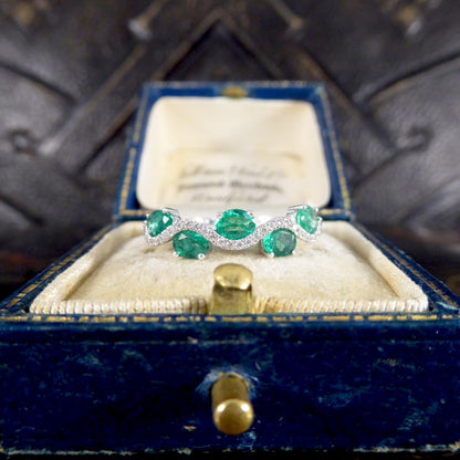 Emerald and Diamond Lazy River Band Ring