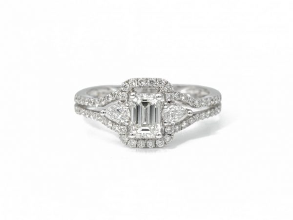 Emerald and Pear Cut 1.18ct Diamond Ring
