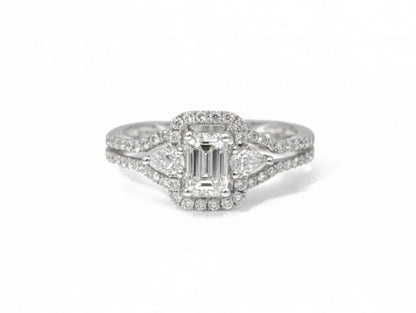 Emerald and Pear Cut 1.18ct Diamond Ring