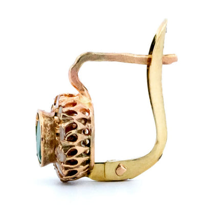 Emerald and Rose Cut Diamond Drop Earrings