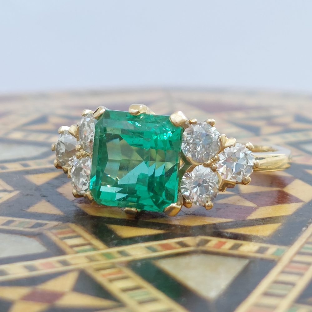 4.70ct Zambian Emerald and Diamond Ring