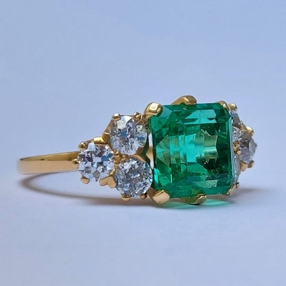 4.70ct Zambian Emerald and Diamond Ring