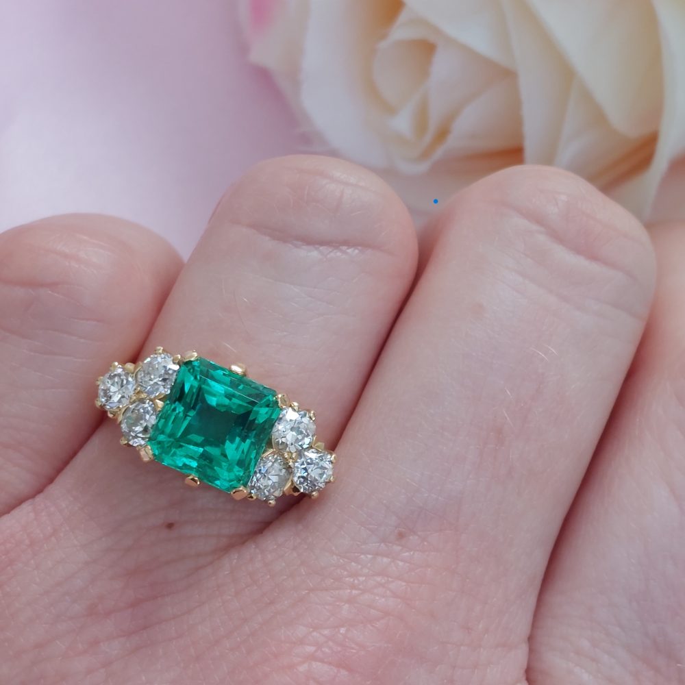 4.70ct Zambian Emerald and Diamond Ring