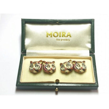 Enamel Cat 18ct Gold Cufflinks