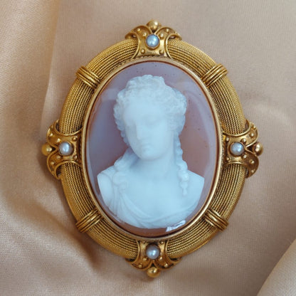 Etruscan Revival Antique Cameo Brooch