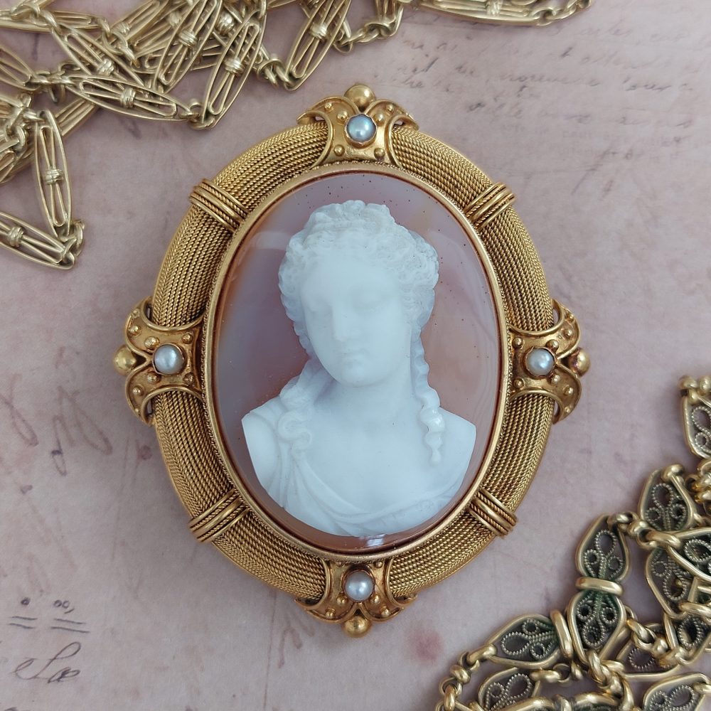 Etruscan Revival Antique Cameo Brooch