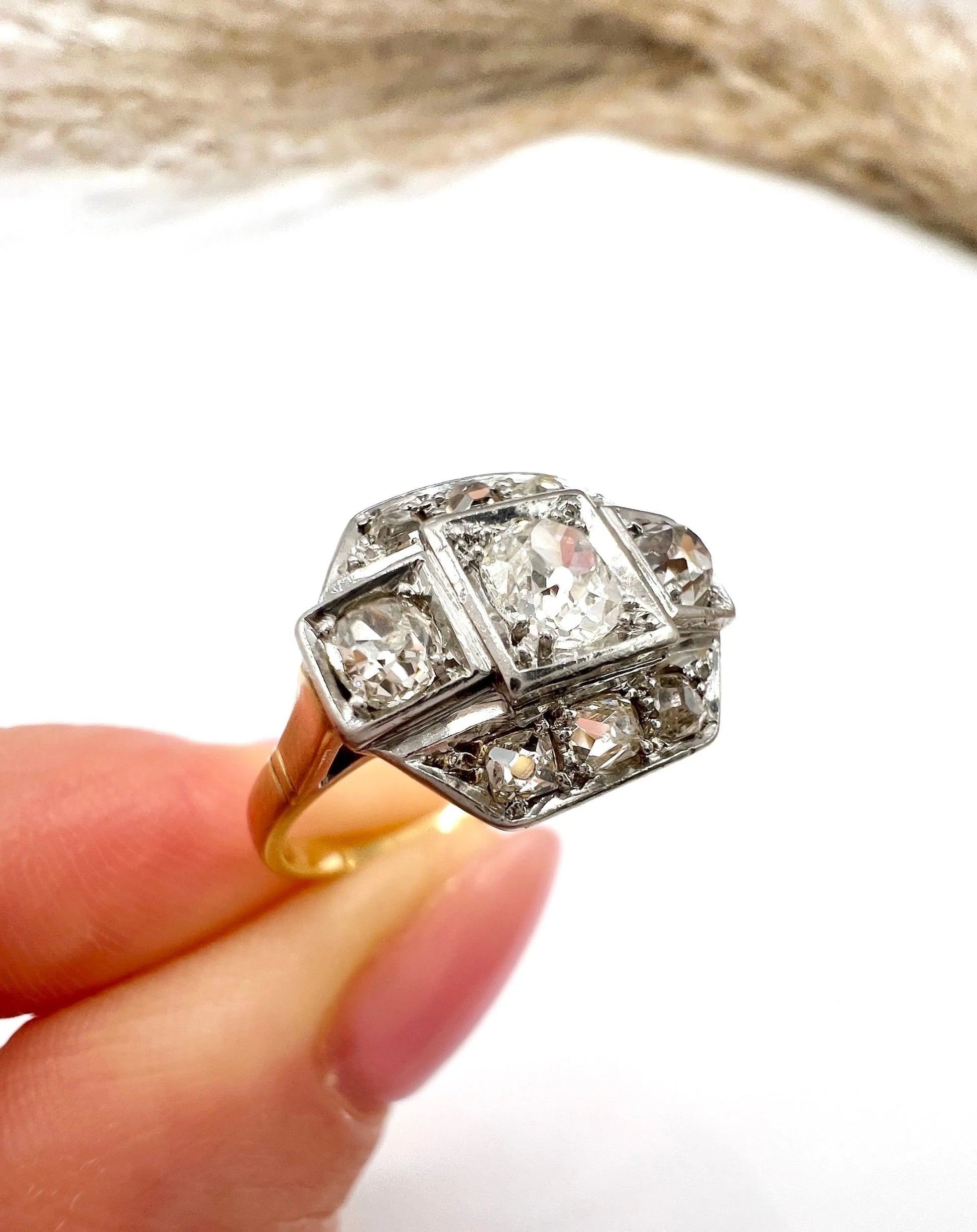 Antique 18 ct Gold And Platinum, 1920's Art Deco Diamond Engagement Ring