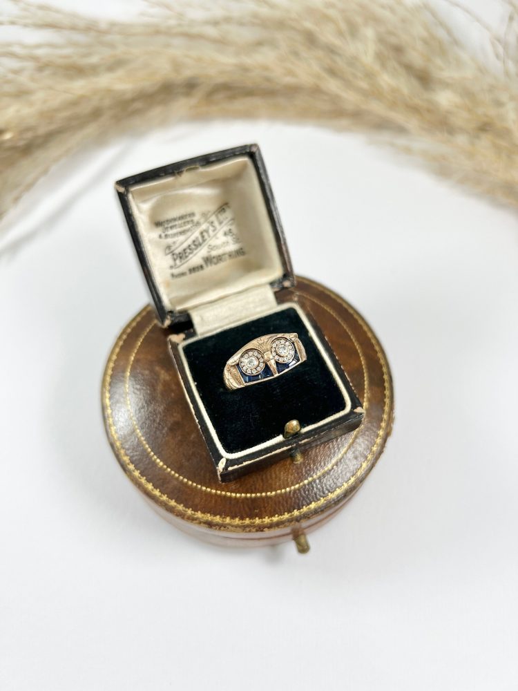 Vintage Owl Cocktail Ring In 18 Carat Rose Gold With Diamonds And Sapphires