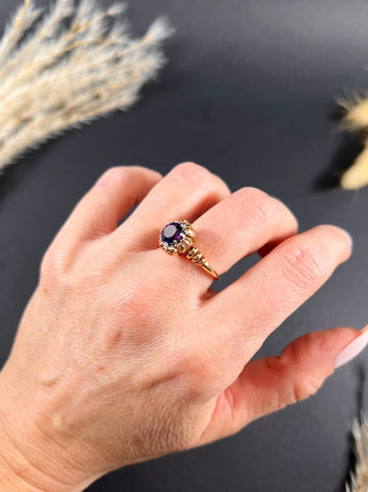 Vintage French 18 Carat Yellow and White Gold Amethyst Ring, Circa 1940