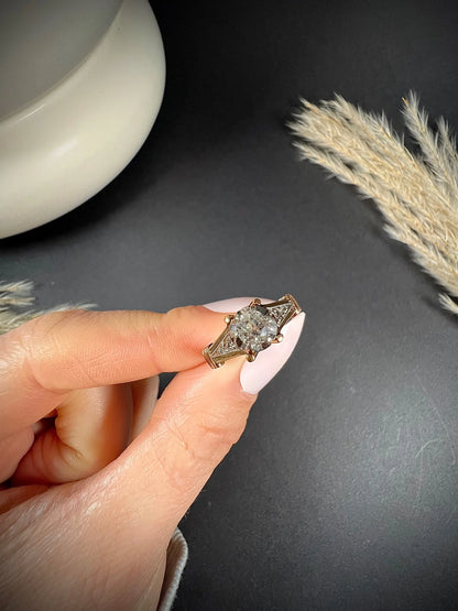 Edwardian 18 Carat Gold and Platinum Single Stone Diamond Engagement Ring