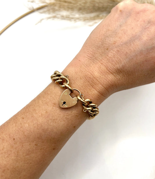 Antique 9 Carat Edwardian Rose Gold Curb Bracelet
