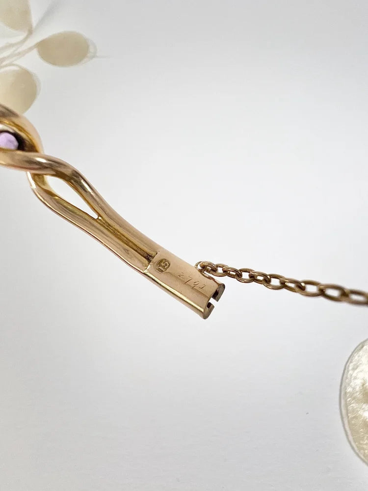 Antique 15 Carat Yellow Gold Suffragette Bangle with Amethyst, Peridot And Diamond Stones