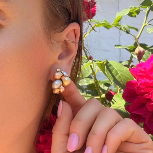 Craig Drake 18 Carat Tri-Colour Gold Pebble Clip Earrings