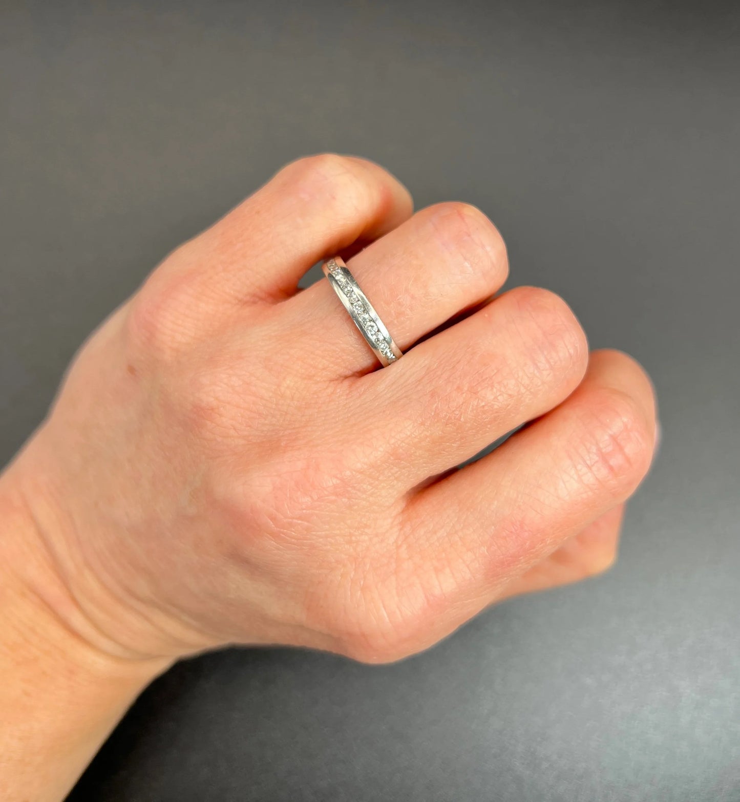 Vintage Platinum Brilliant Cut Diamond Full Eternity Ring, Circa 1980