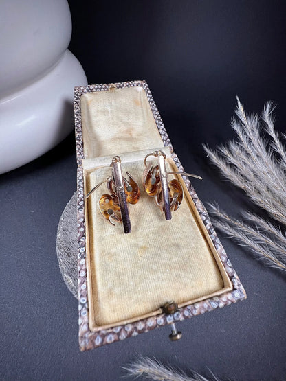 Victorian 12 Carat Gold Diamond and Pearl Drop Earrings, Circa 1880