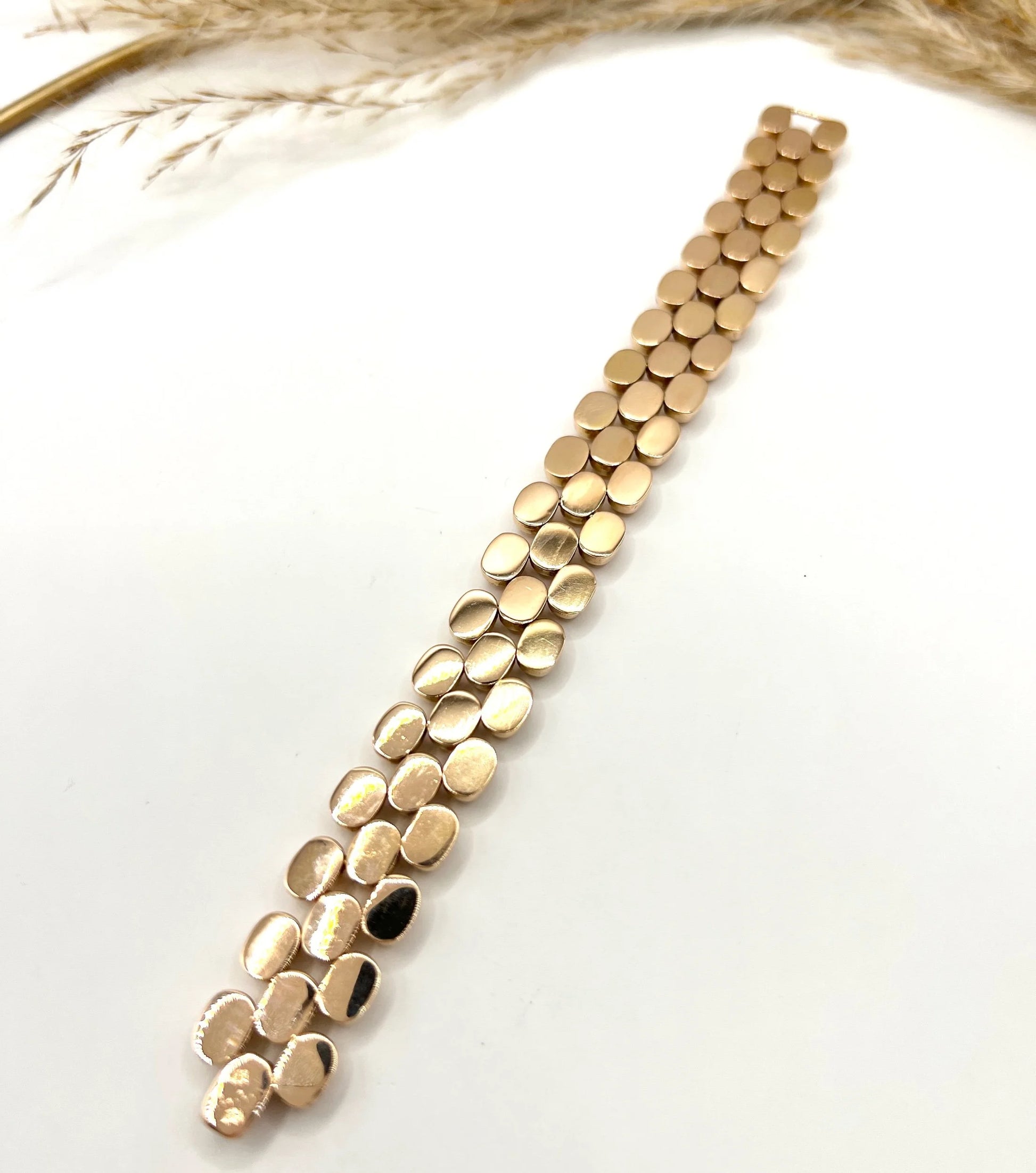 Vintage 18 Carat Yellow Gold Three Row Bubble Bracelet, Circa 1980