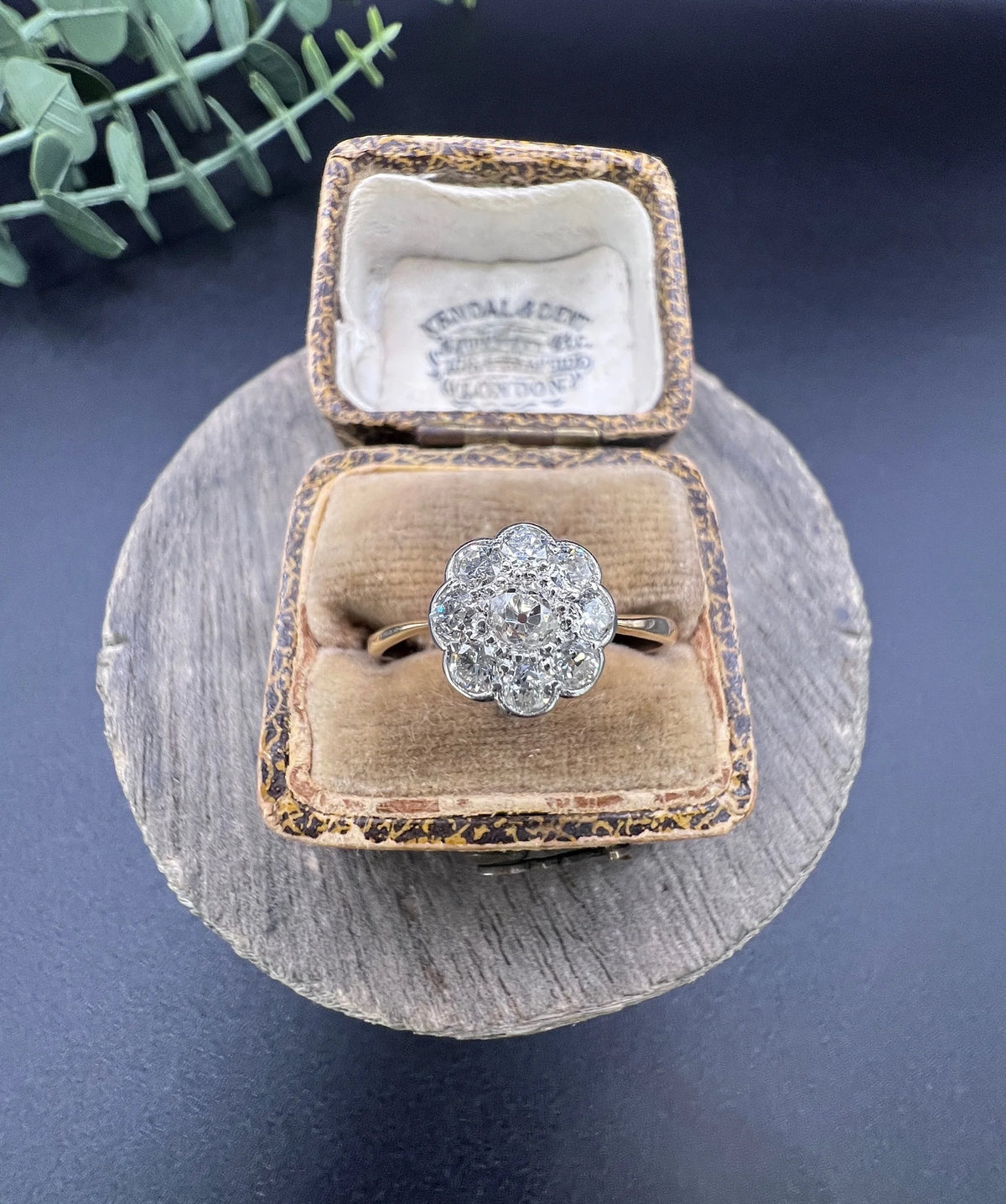 Antique 18ct Gold & Platinum, Edwardian 0.75 Carat Diamond Daisy Cluster Ring
