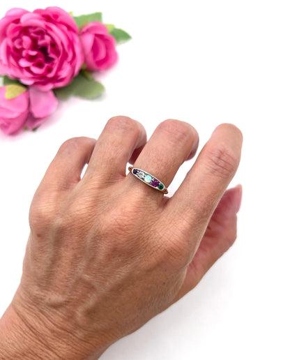 Antique 18 Carat Gold ADORE Amethyst, Diamond, Opal, Ruby and Emerald Acrostic Ring