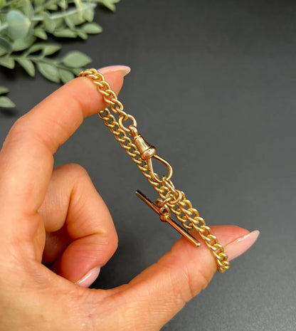 Victorian 15 Carat Rose Gold Curb Link Albert Bracelet