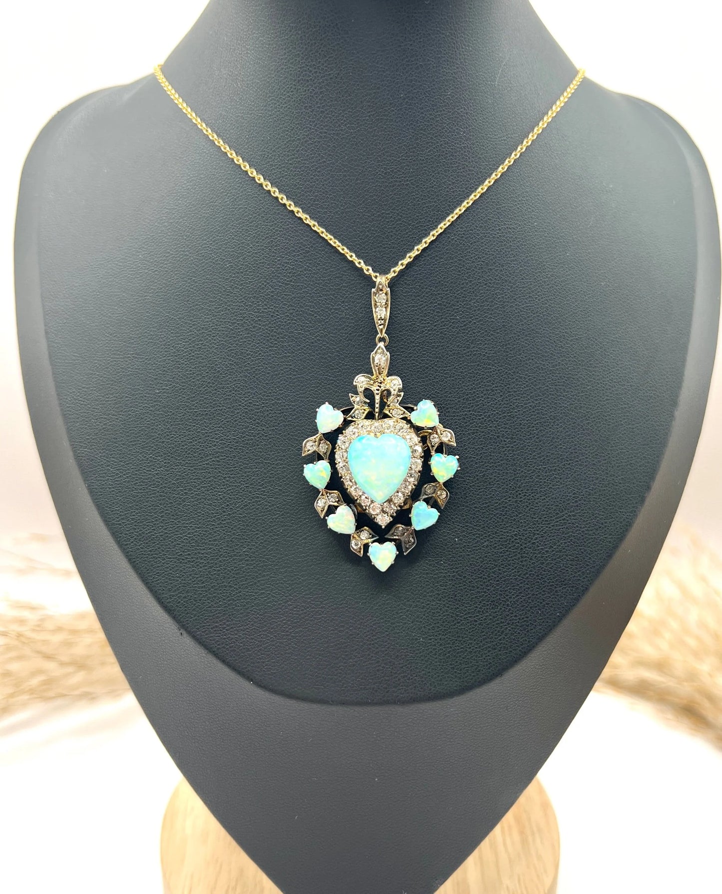 Early Victorian Antique Large Diamond Heart Cluster Pendant, Circa 1870