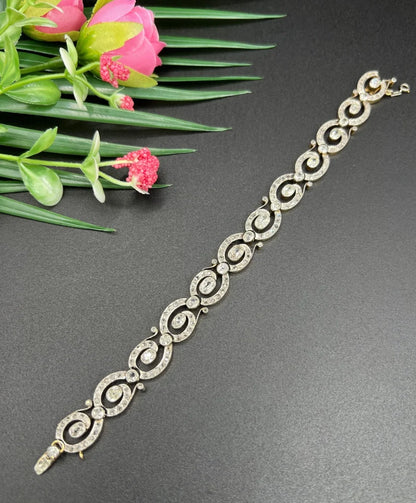 Victorian Antique 7ct Diamond Fancy Link Bracelet