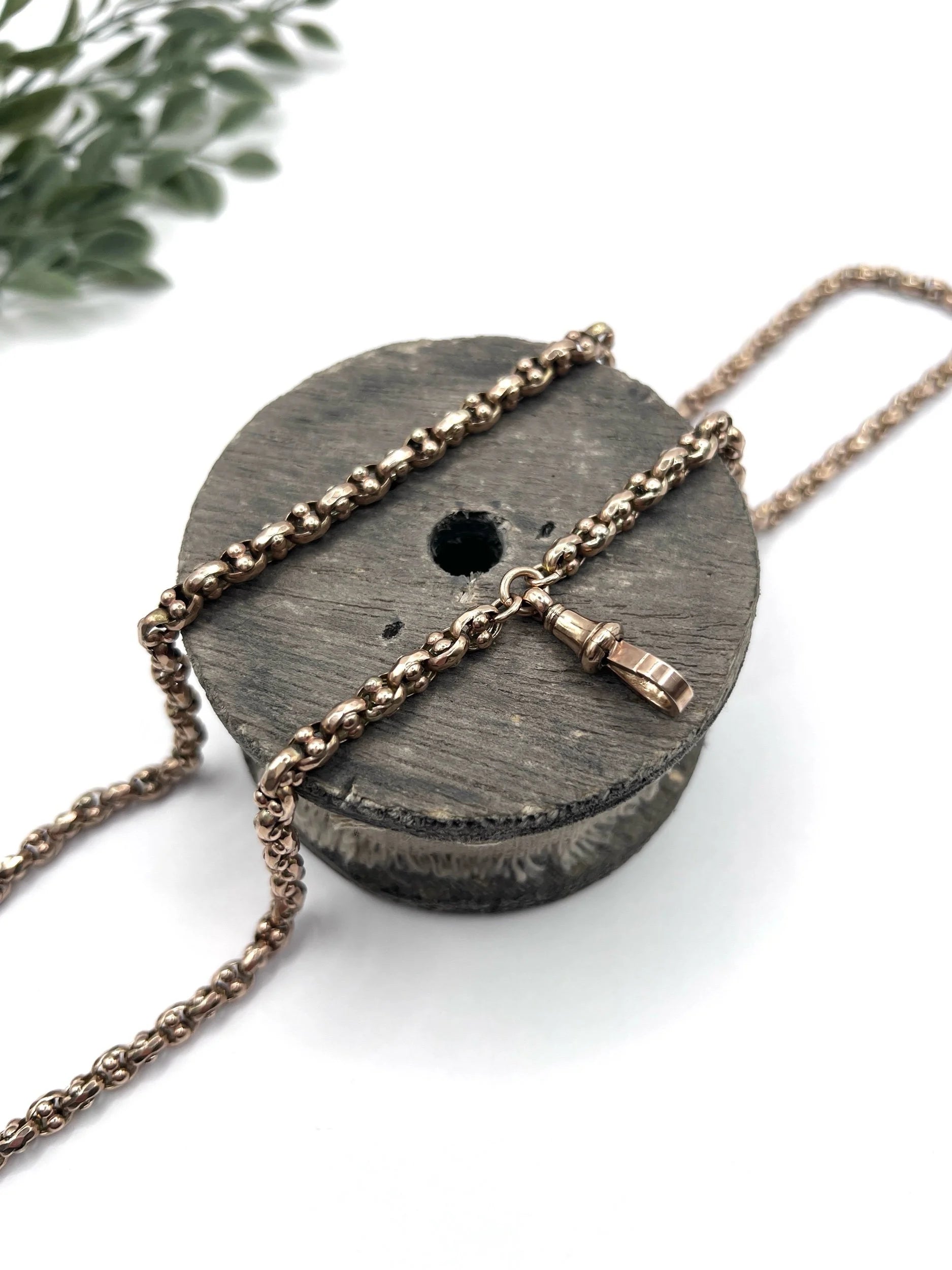 Victorian 9 Carat Rose Gold Long Fancy Link Chain, Circa 1880