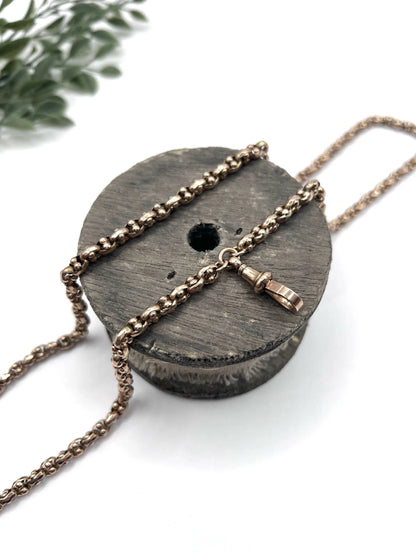Victorian 9 Carat Rose Gold Long Fancy Link Chain, Circa 1880