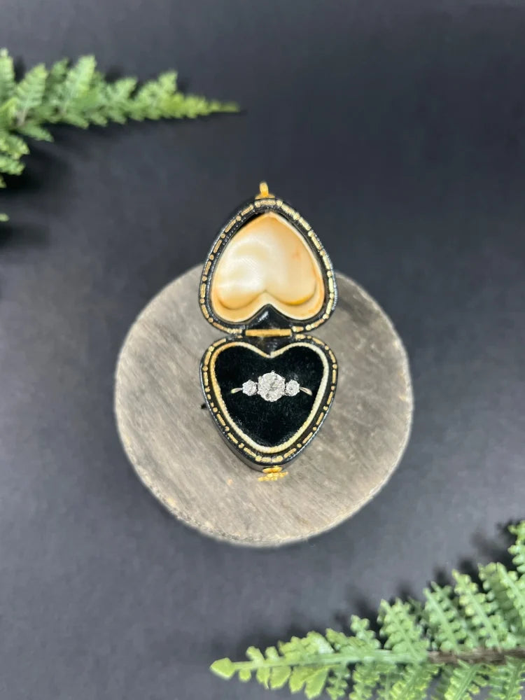 Vintage Three Stone Diamond Engagement Ring In 14 Carat White Gold