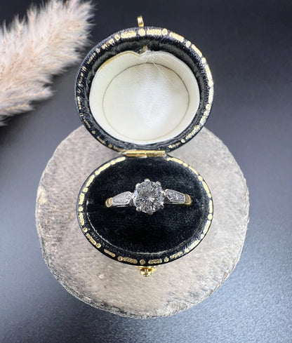 Antique 18 Carat Gold and Platinum Single Stone Diamond Engagement Ring, Circa 1920