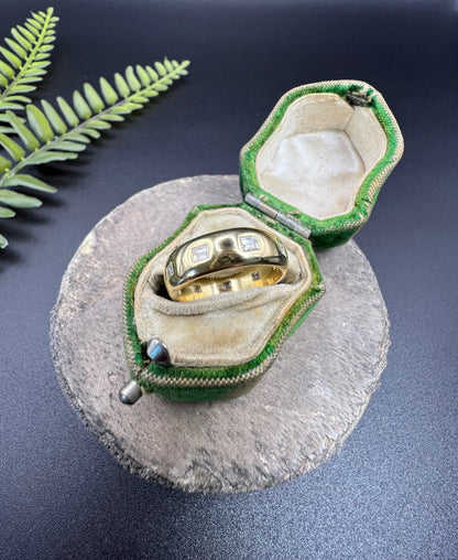 Vintage 18 Carat Yellow Gold Square Cut Diamond Set Band Ring, Circa 1980