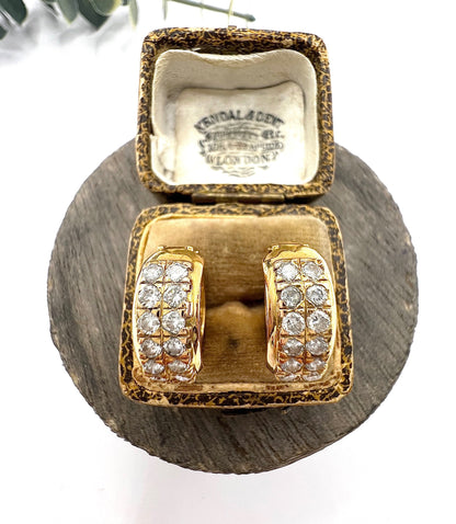 Vintage 18 Carat Yellow Gold Diamond Huggies Hoop Earrings, Circa 2000