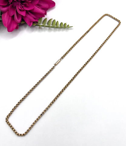 Antique 15ct Yellow Gold, 19 Inch Fancy Round Belcher Link Chain