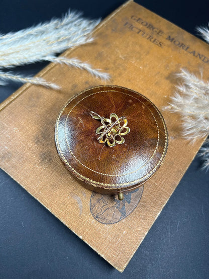 Antique 15ct Gold Edwardian Pearl & Turquoise Flower Pendant