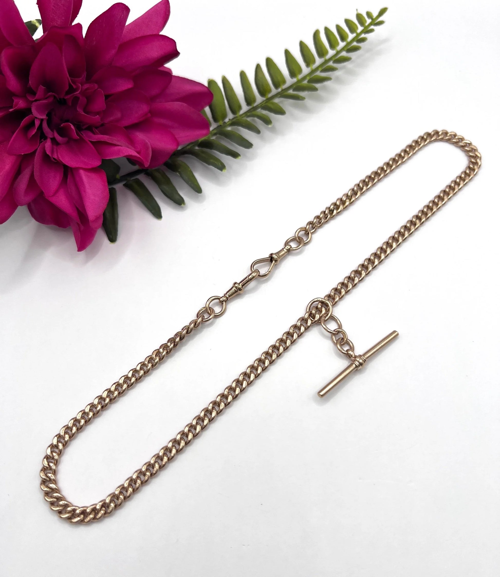 Vintage 9 ct Gold Albert Chain: Watch Chain Necklace, Birmingham 1930