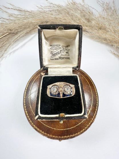 Vintage Owl Cocktail Ring In 18 Carat Rose Gold With Diamonds And Sapphires