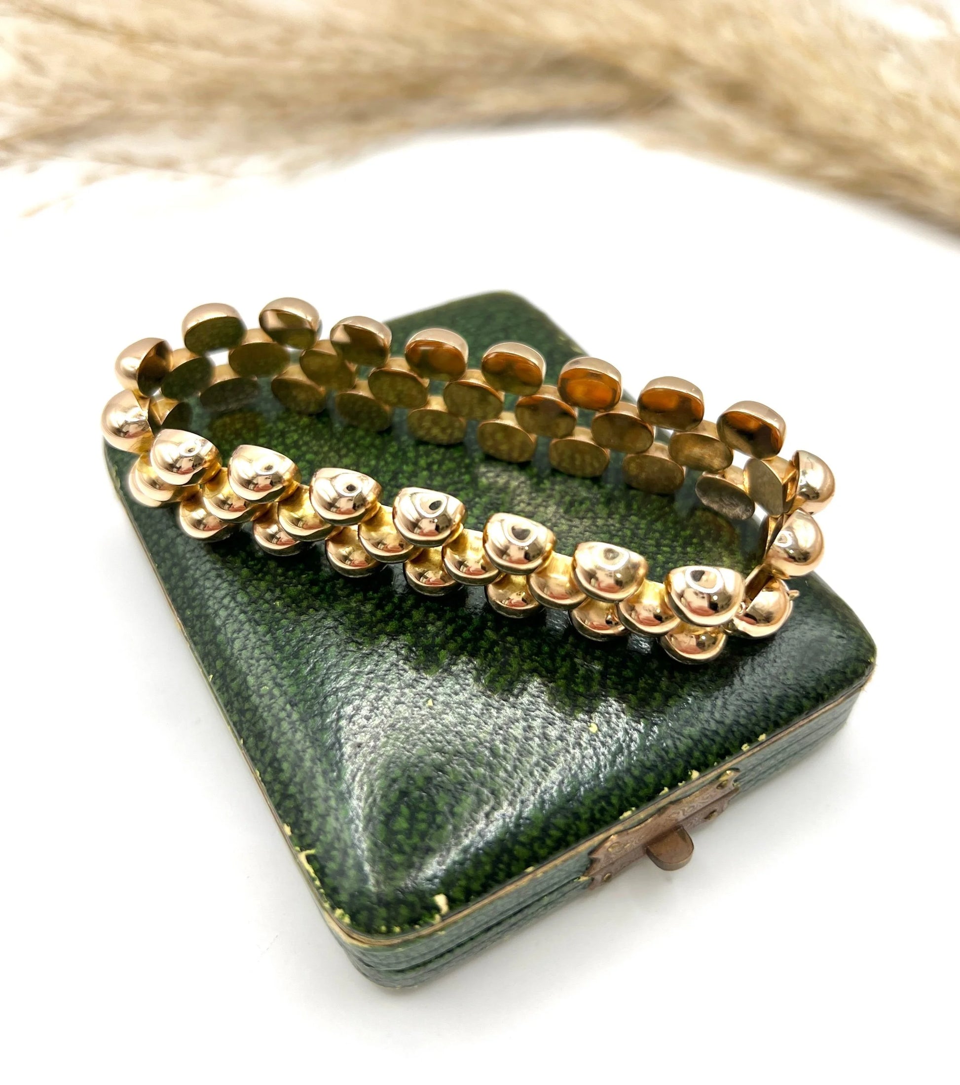 Vintage 18 Carat Yellow Gold Three Row Bubble Bracelet, Circa 1980
