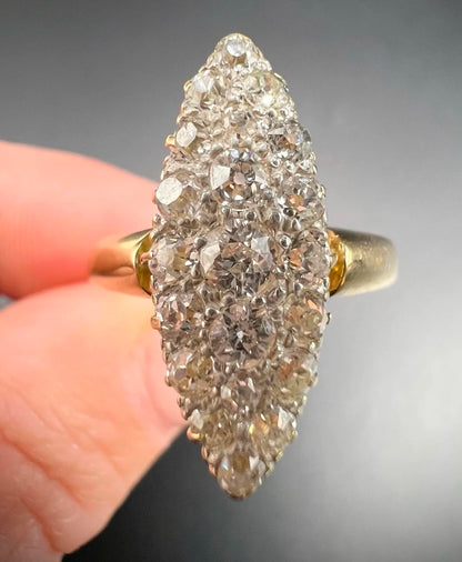 Victorian 18 Carat Yellow Gold Diamond Marquise/Navette Ring, Circa 1880