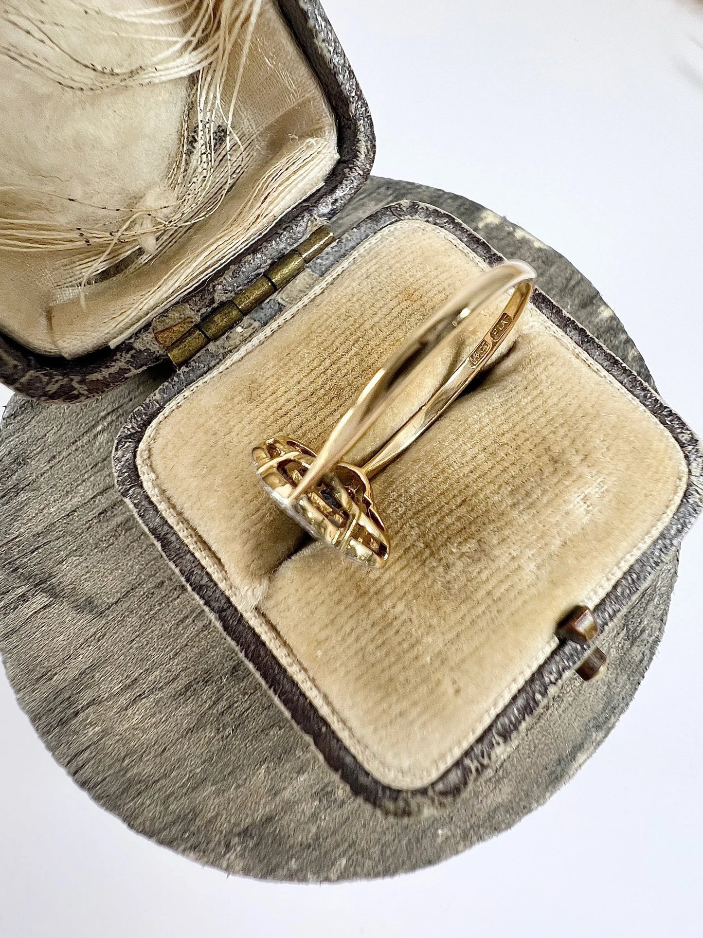 1920s Original Art Deco Sapphire Diamond Panel Engagement Dress 18ct Yellow Gold Ring