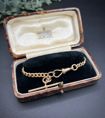 Victorian 15 Carat Rose Gold Curb Link Albert Bracelet