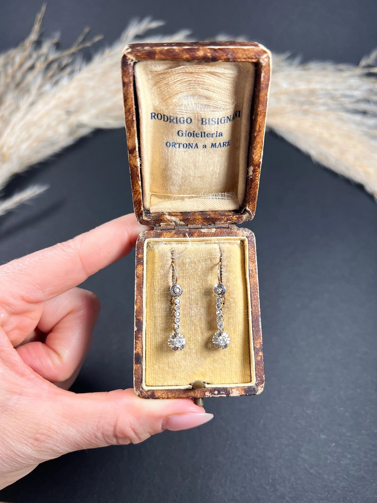 Antique 18 ct Gold And Platinum Edwardian Diamond Dormeuse Drop Earrings