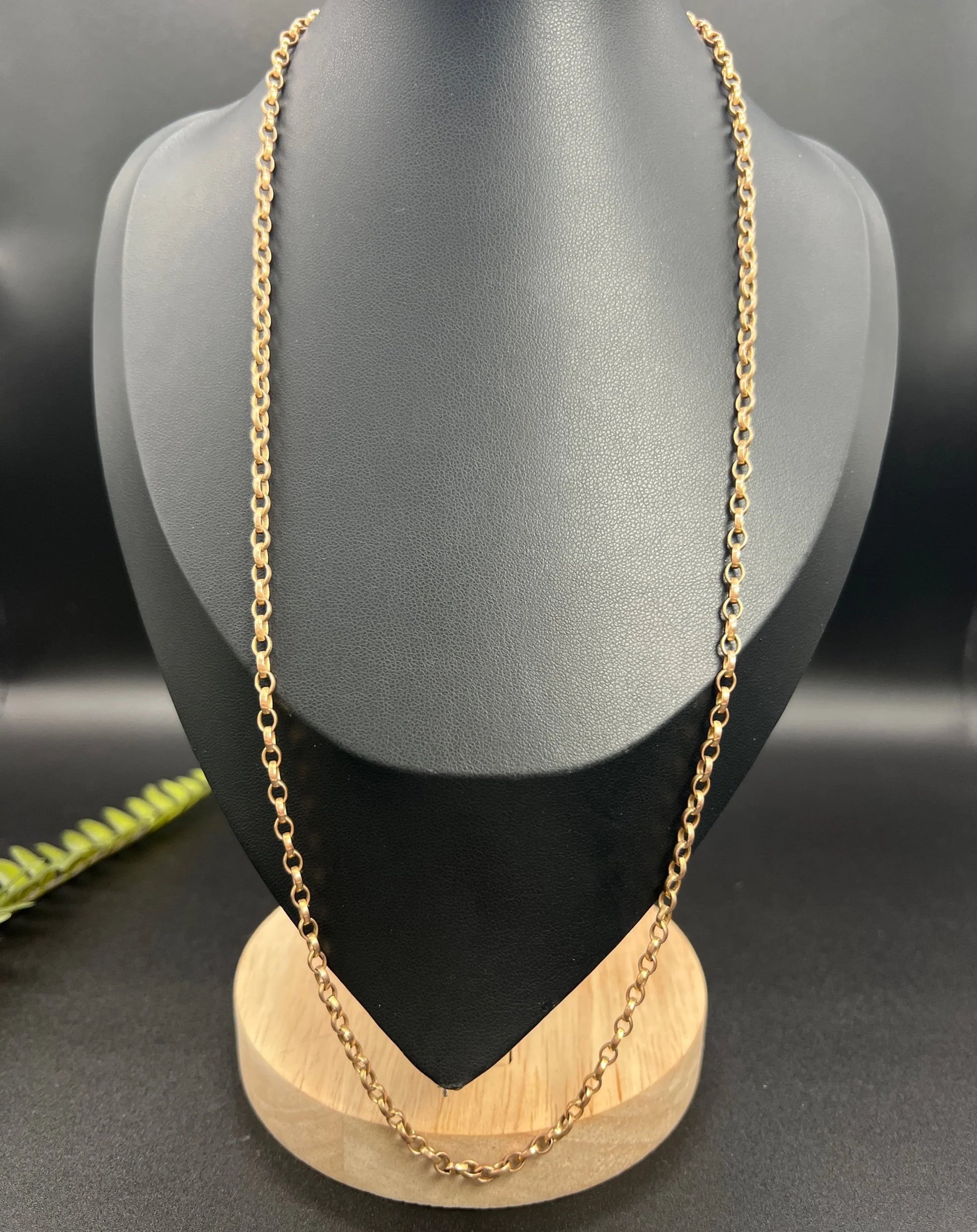 Vintage 9 ct Rose Gold, 1970's 22 3/4 Inch Oval Belcher Link Chain