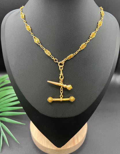 Rare French Antique 18 Carat Gold Pocket Watch Key, T-bar & Swivel Pendant, Circa 1900