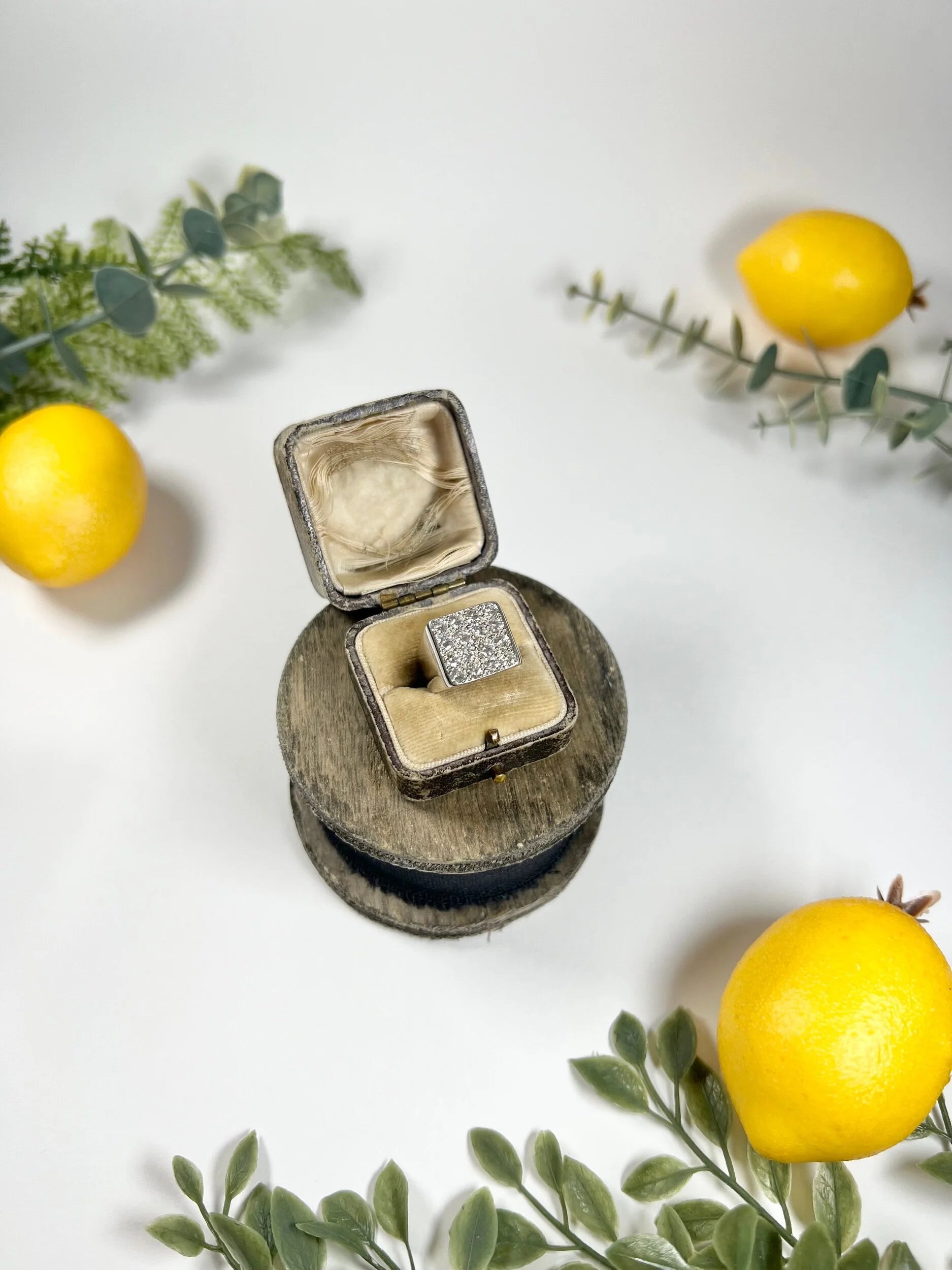 Vintage French 18 Carat White Gold Square Diamond Ring, 1.50 Carats, Circa 1970
