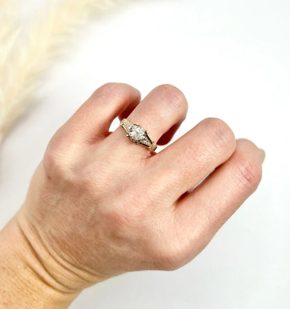 Edwardian 18 Carat Gold and Platinum Single Stone Diamond Engagement Ring